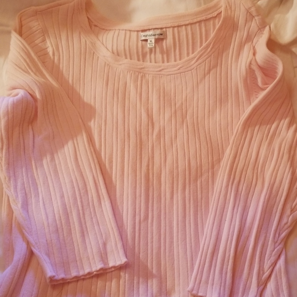 Croft &Barrow pale pink sweater.  70%cotton, 30%ny